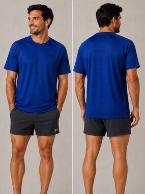 Under Armour Men's Tech Tee Blue Performance Athletic T-Shirt - Men’s XL